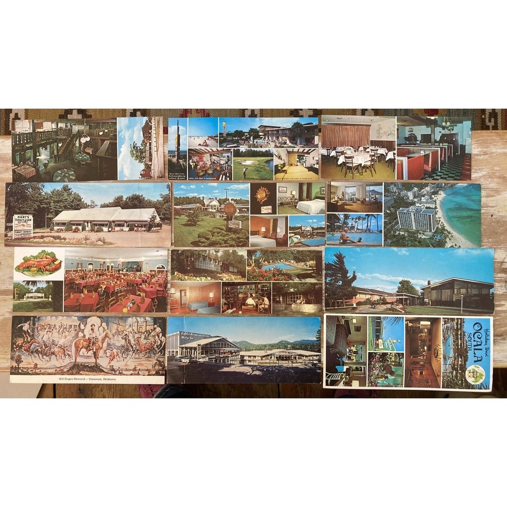 Vintage restaurant and motel long color postcards roadside America 1950's 1960's
